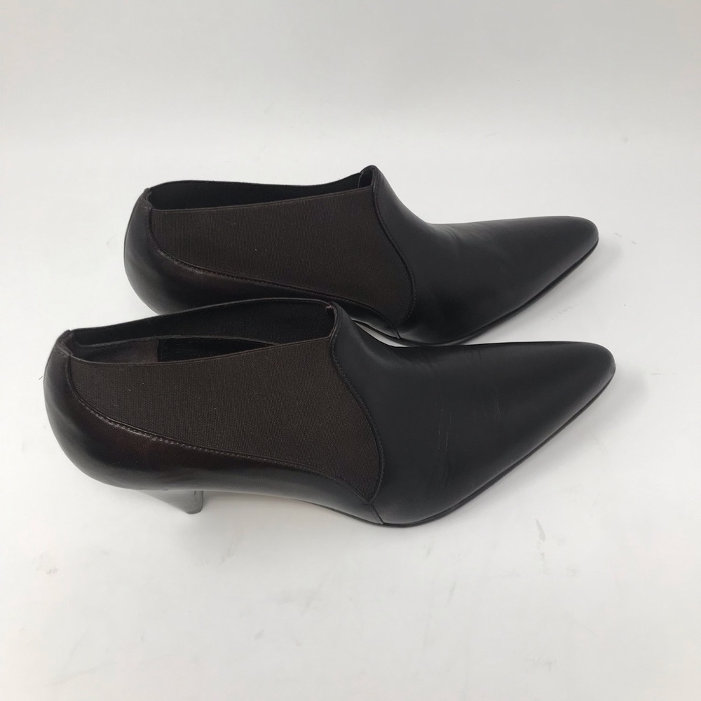 Prevata Black Leather Ankle Booties Slip On 7.5 - Picture 3 of 8